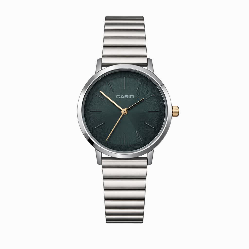 ساعت مچی زنانه کاسيو CASIO ژاپنی نقره ای سبز + جعبه