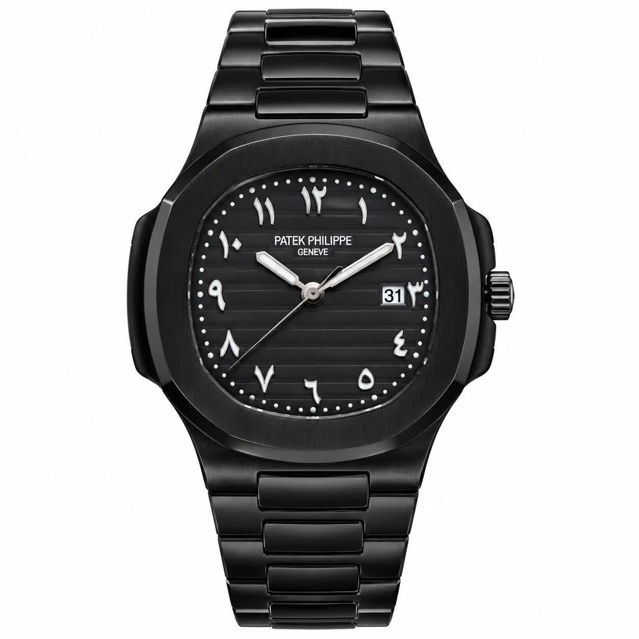 ساعت مچی عقربه ای مردانه پتک فیلیپ PATEKPHILIPPE فول مشکی + گارانتی + فول پک m1
