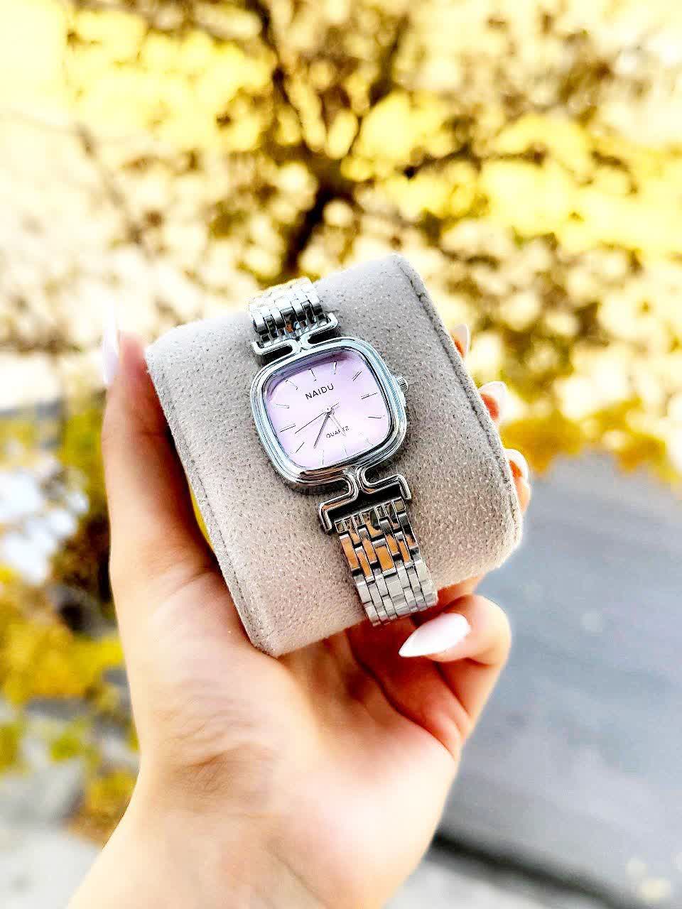 ساعت مچي دخترانه نايدو NAIDU پاپيوني صفحه صورتي کمرنگ
