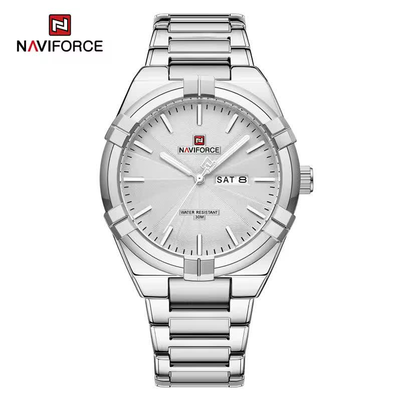 ساعت مچی مردانه نيوی فورس NAVIFORCE مدل Nf9218 ژاپنی صفحه سفيد