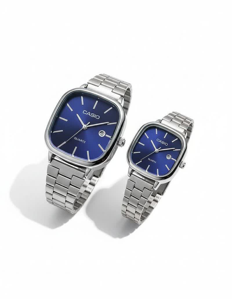 ست ساعت مچي زنانه و مردانه کاسيو اولدماني CASIO صفحه آبي ژاپني