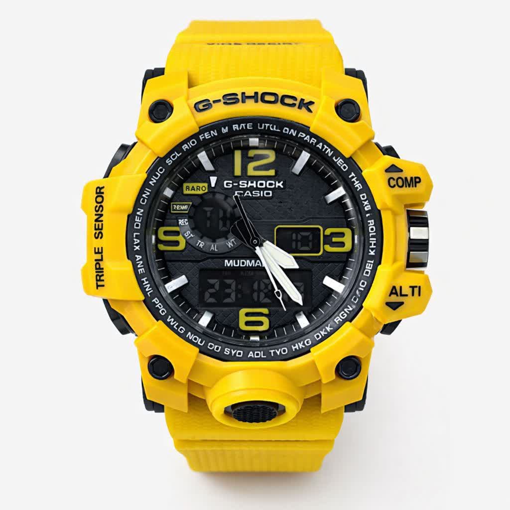 ساعت مچی مردانه عقربه ای و ديجيتال کاسيو جيشاک CASIO G-SHOOKمدل 9 زرد