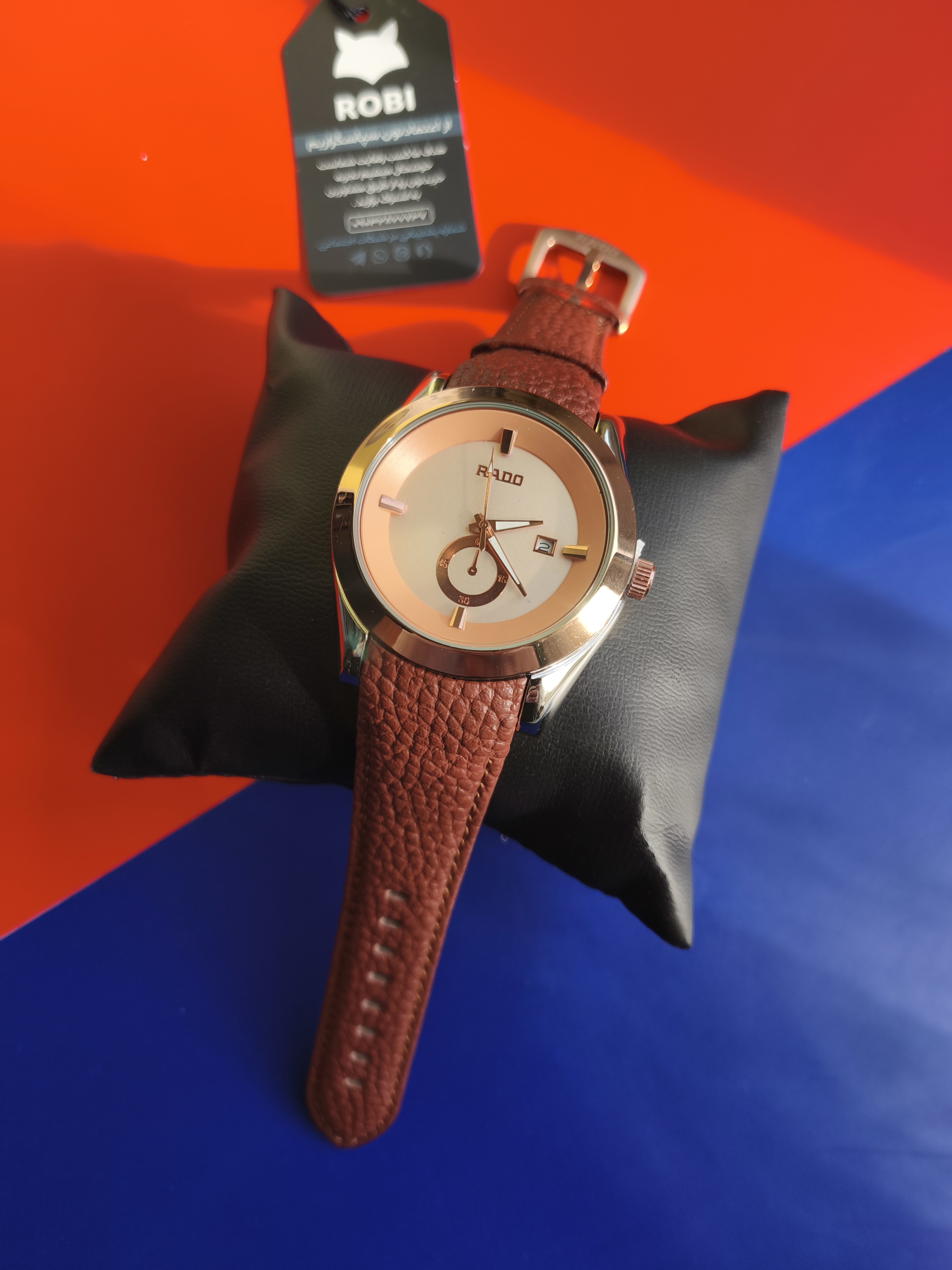 ساعت مچی مردانه رادو بند چرمی RADO موتور ژاپن