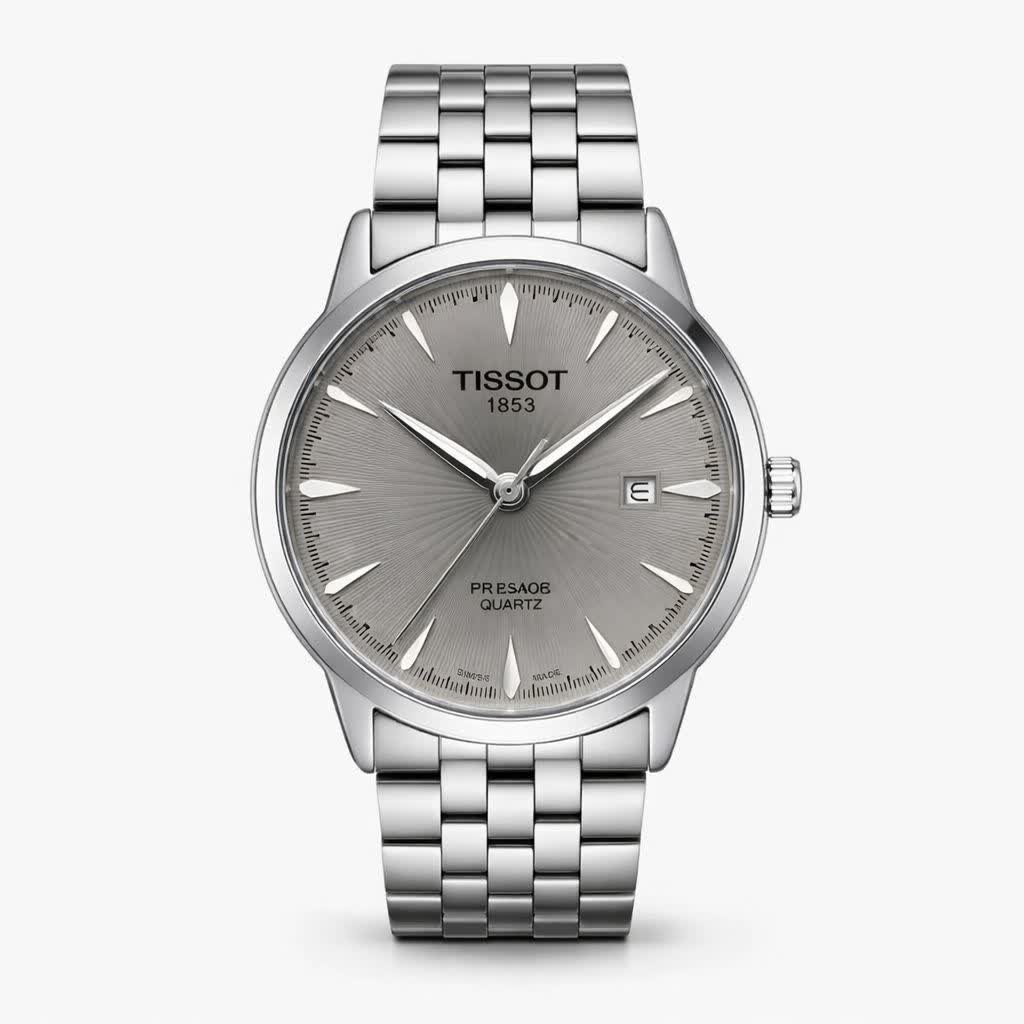 ساعت مچی کوارتز مردانه تيسوت TISSOT اورجينال قفل مخفی صفحه طوسی