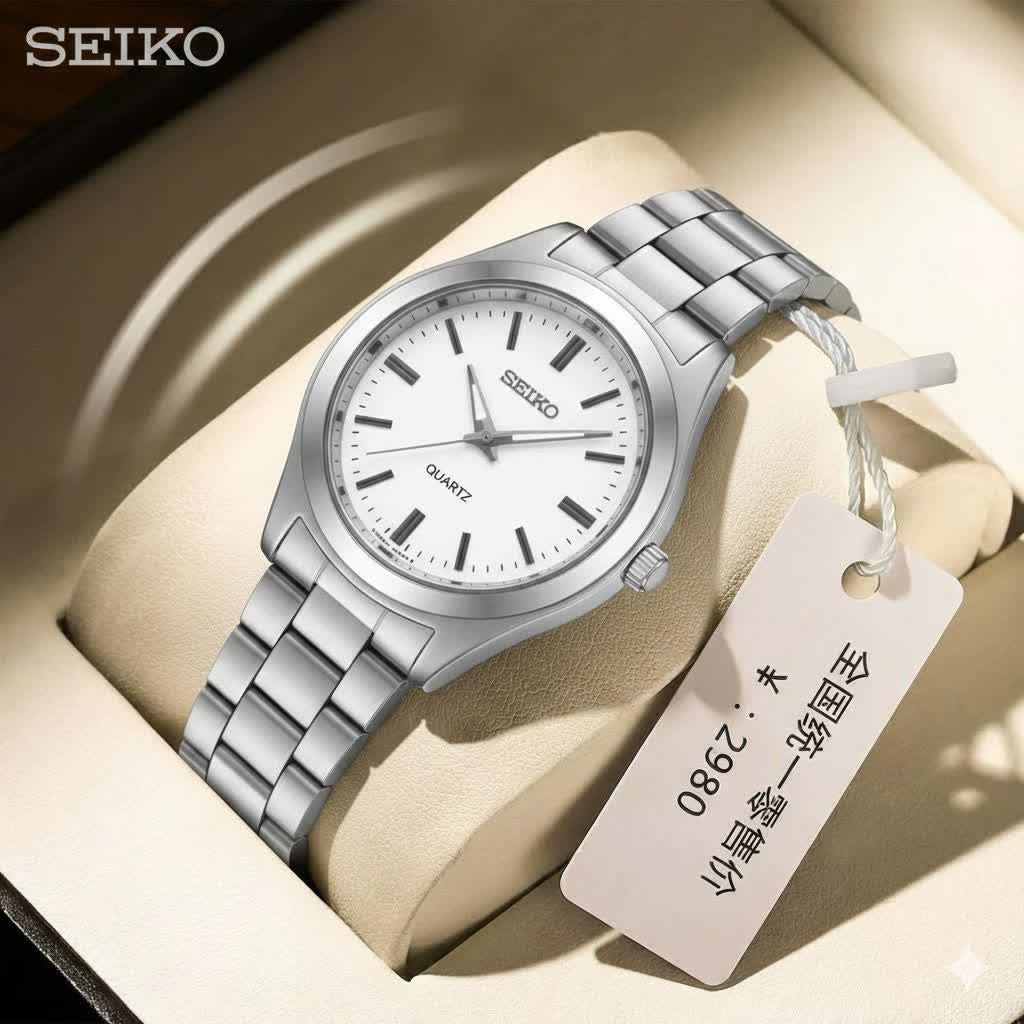 ساعت مچی عقربه ای مردانه سیکو SEIKO صفحه سفید ژاپنی