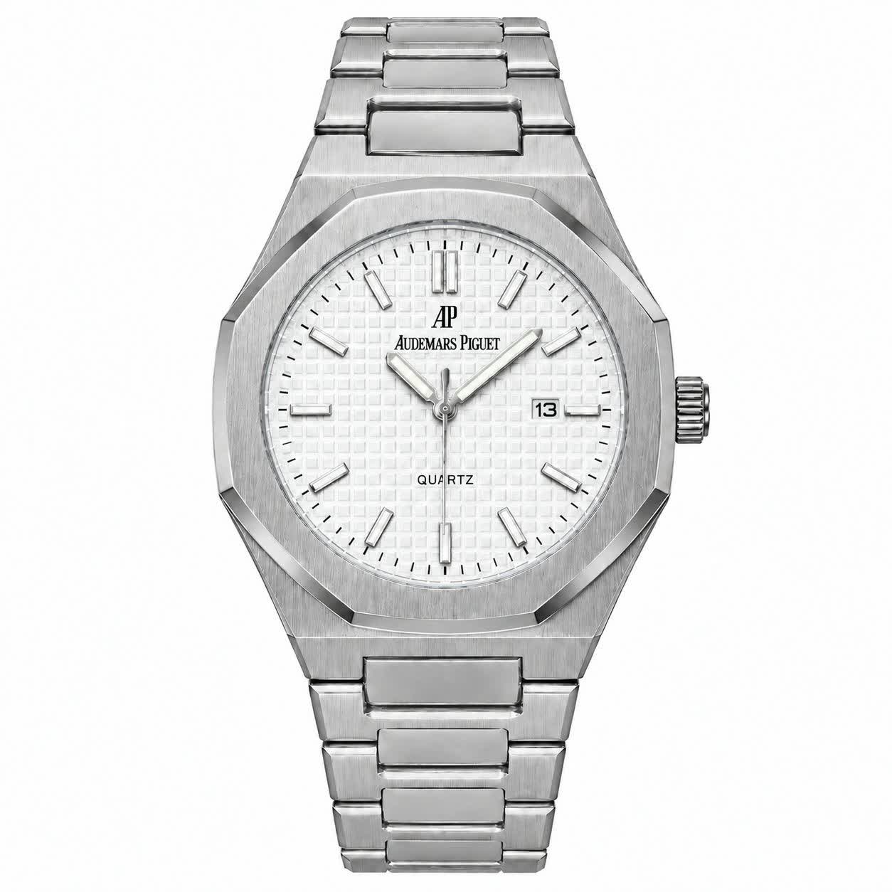 ساعت مچی عقربه ای مردانه اودمار پیگه Audemars Piguet نقره ای سفید + گارانتی + فول پک