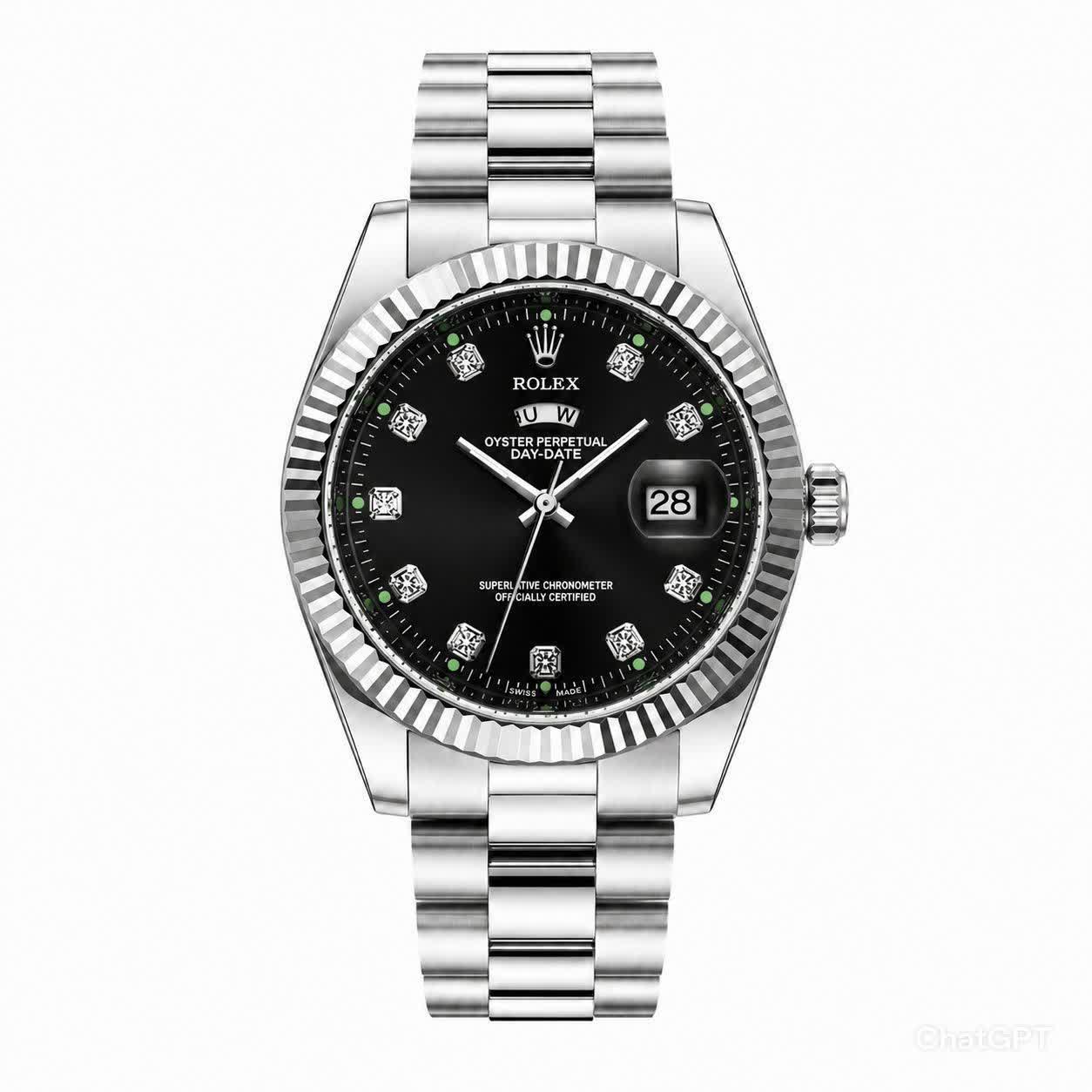 ساعت مچی مردانه رولکس ROLEX دو تقويمه نقره ای مشکی