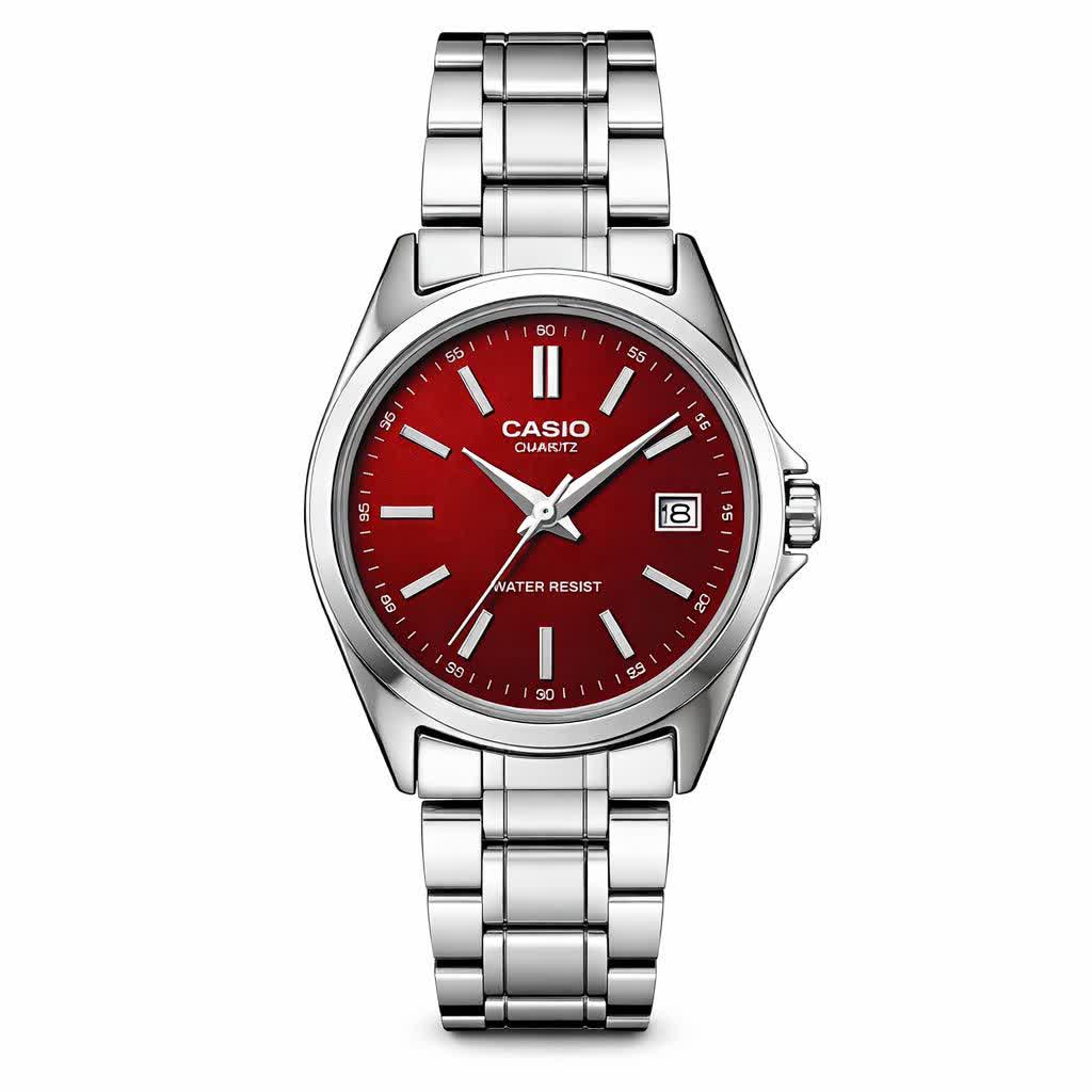 ساعت مچی زنانه کاسيو CASIO ژاپنی نقره ای سرخ + جعبه