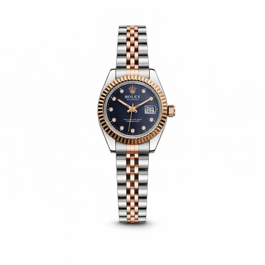 ساعت مچی زنانه رولکس ديت جاست ROLEX DATE JUST نقره ای سورمه ای