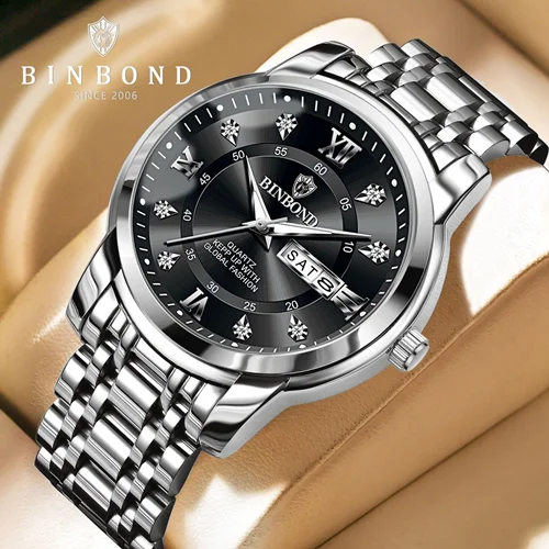 ساعت مچی عقربه ای مردانه بین باند BIN BOND بند استیل اورجینال