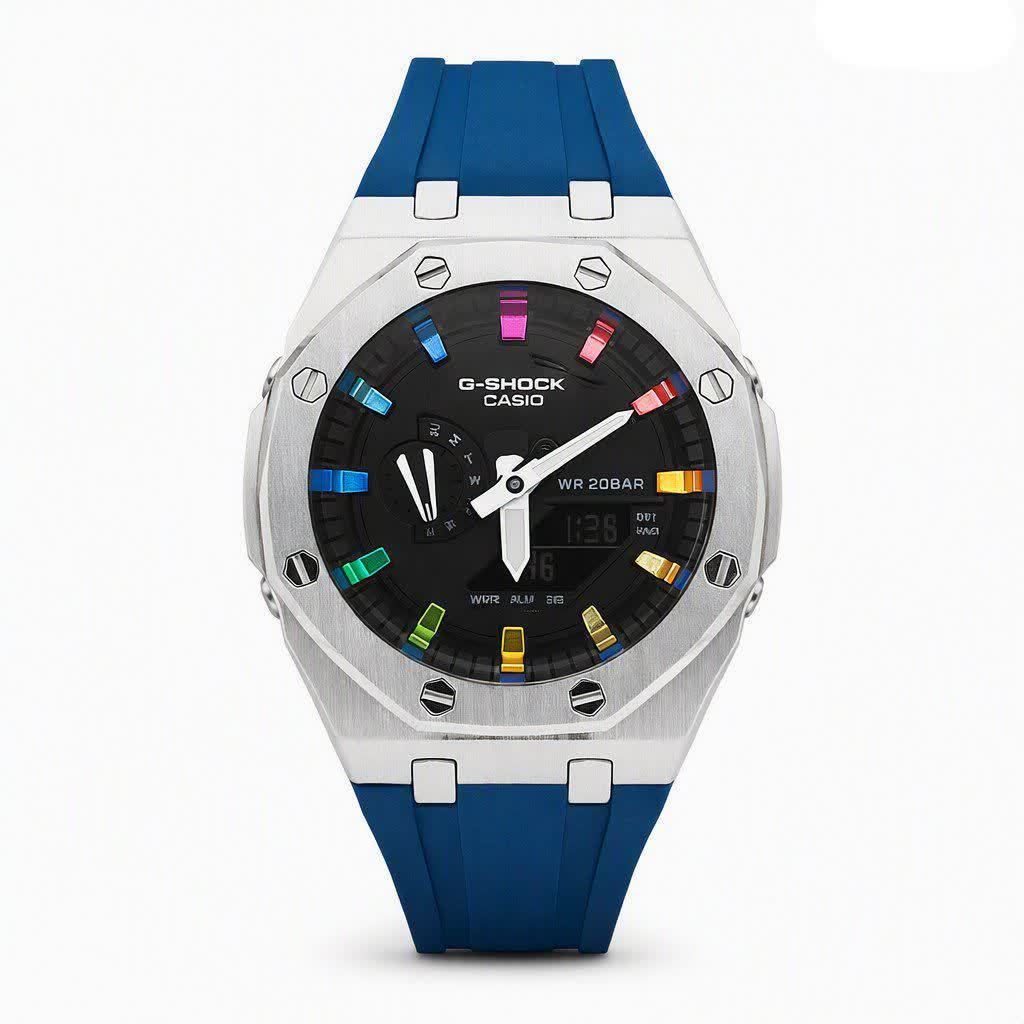 ساعت مچی عقربه ای و ديجيتال مردانه کاسيو جيشاک CASIO G- SHOCK موتور ژاپن سرمه ای + جعبه