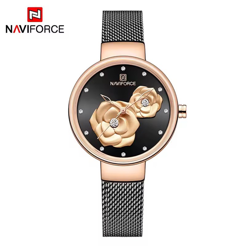 ساعت مچي عقربه اي زنانه نيوي فورس NAVIFORCE مدل Nf5013 طرح گل