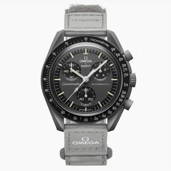 ساعت مچی مردانه سه موتوره اُمگا سواچ OMEGA Swatch طوسی مشکی
