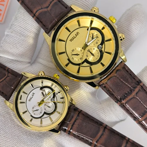 ست ساعت مچی زنانه و مردانه والار WALAR بند چرمی