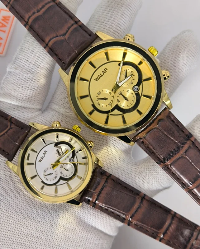 ست ساعت مچی زنانه و مردانه والار WALAR بند چرمی