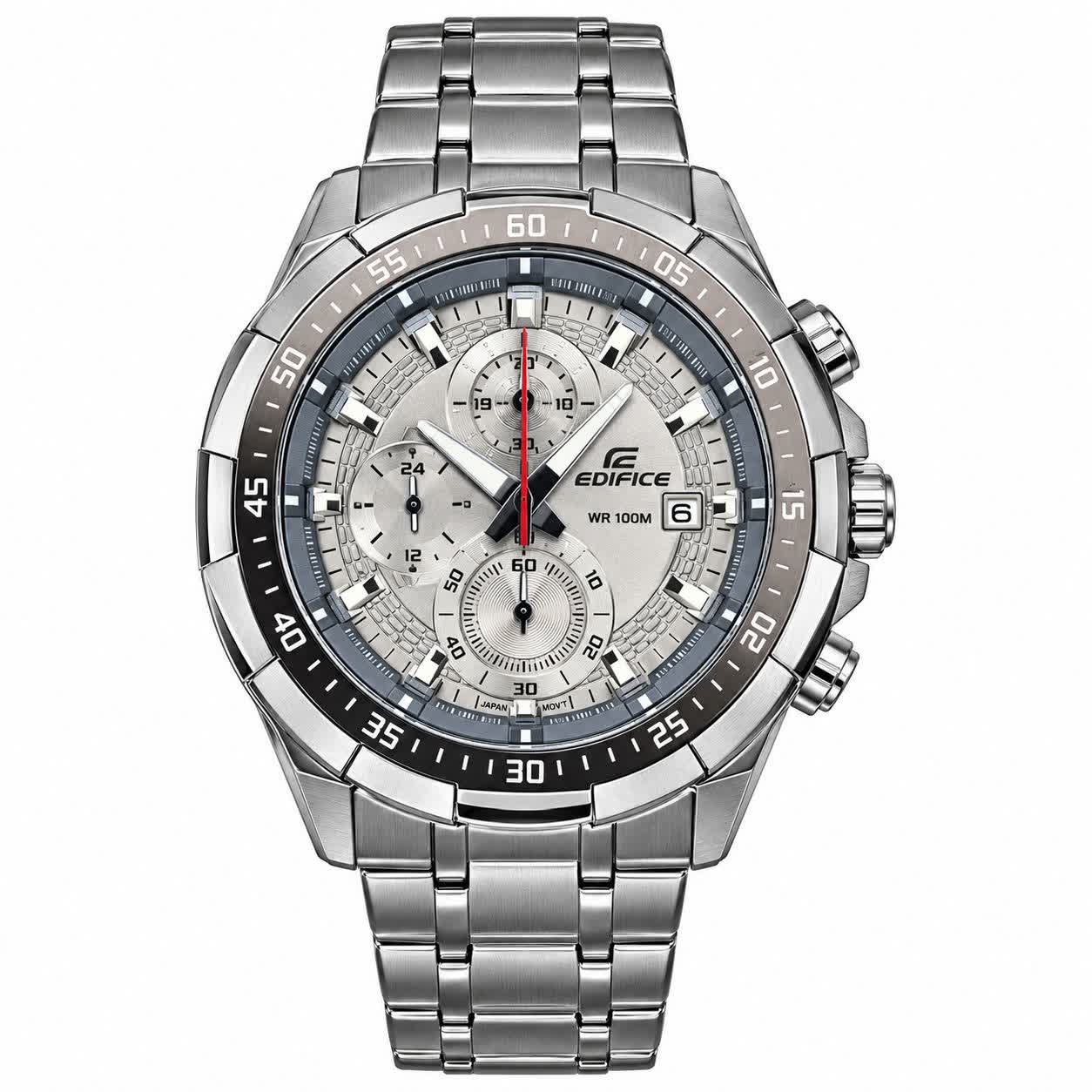 ساعت مچی سه موتوره مردانه کاسیو ادیفایس CASIO EDIFICE صفحه طوسی موتور ژاپن