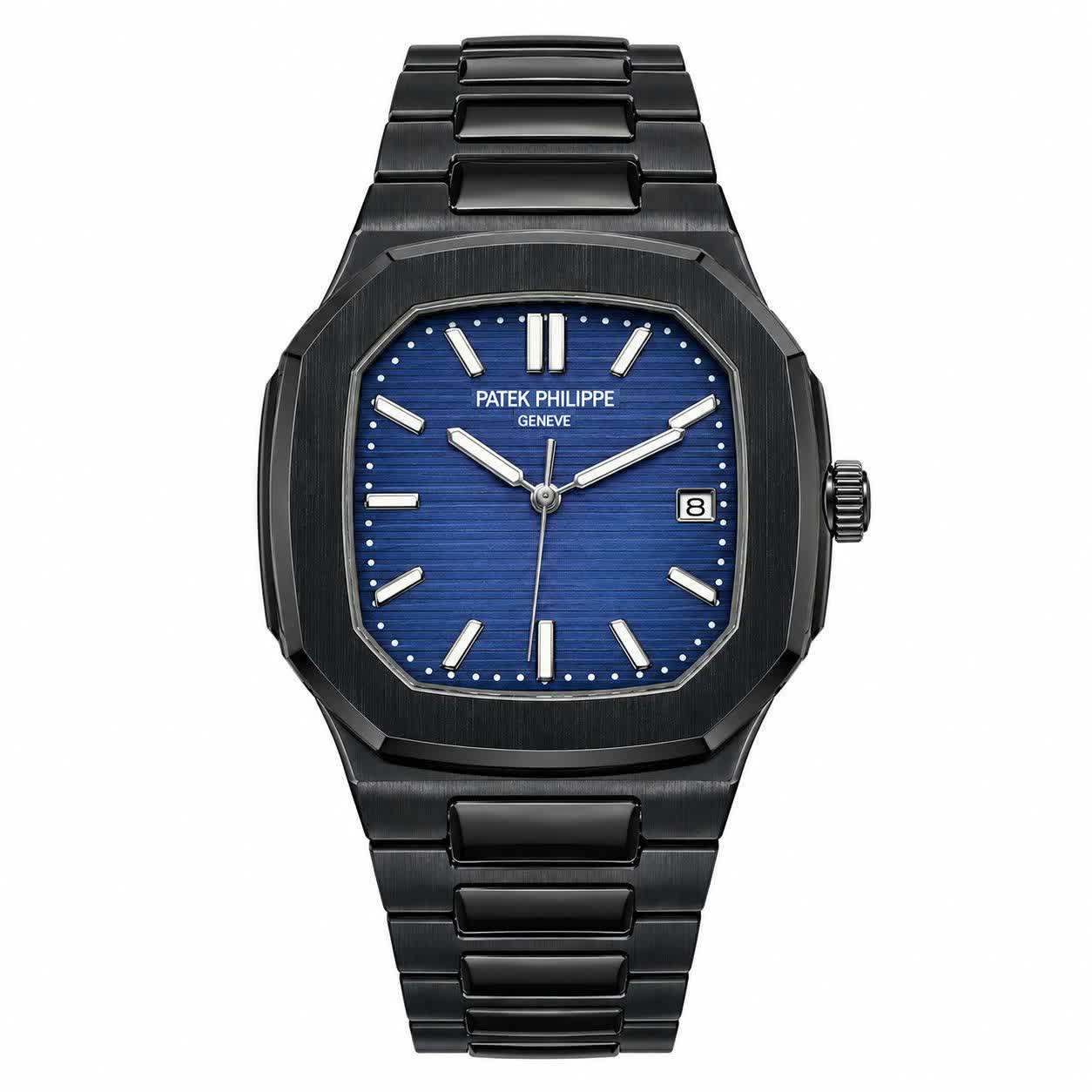 ساعت مچی عقربه ای مردانه پتک فیلیپ PATEKPHILIPPE مشکی سرمه‌ای+ گارانتی + فول پک