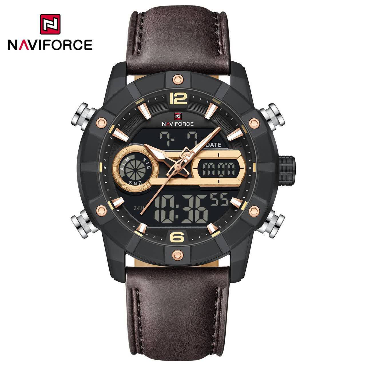 ساعت مچي مردانه عقربه اي و ديجيتال نيوي فورس NAVIFORCE مدل Nf9263 چرم