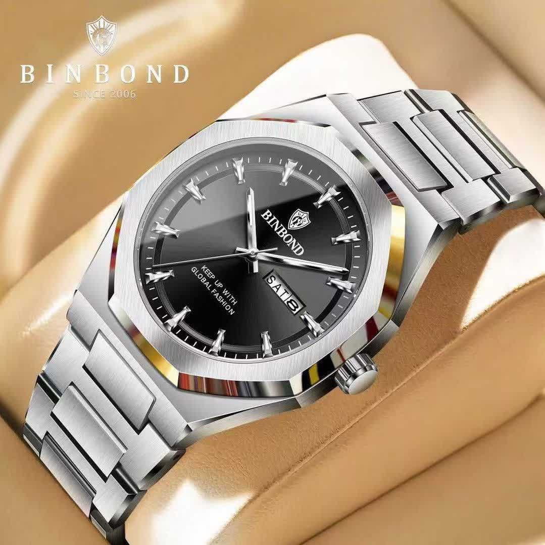 ساعت مچي مردانه بين باند BIN BOND اورجينال استيل صفحه مشکي