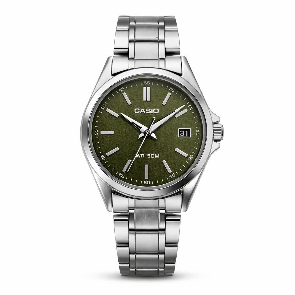 ساعت مچی زنانه کاسيو CASIO ژاپنی نقره ای سبز + جعبه
