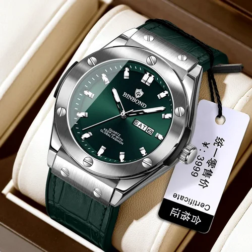ساعت مچی مردانه بین باند BIN BOND بند چرم دارای 6 رنگ مختلف
