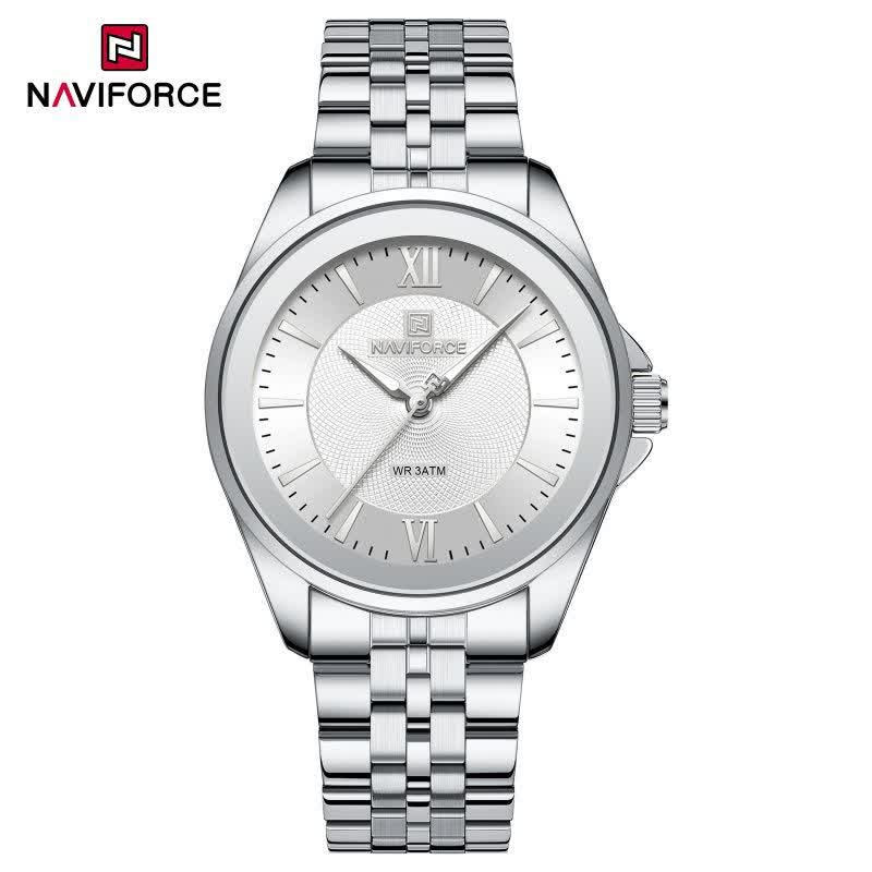 ساعت مچی عقربه ای زنانه نيوی فورس NAVIFORCE مدل Nf5067 نقره ای سفيد