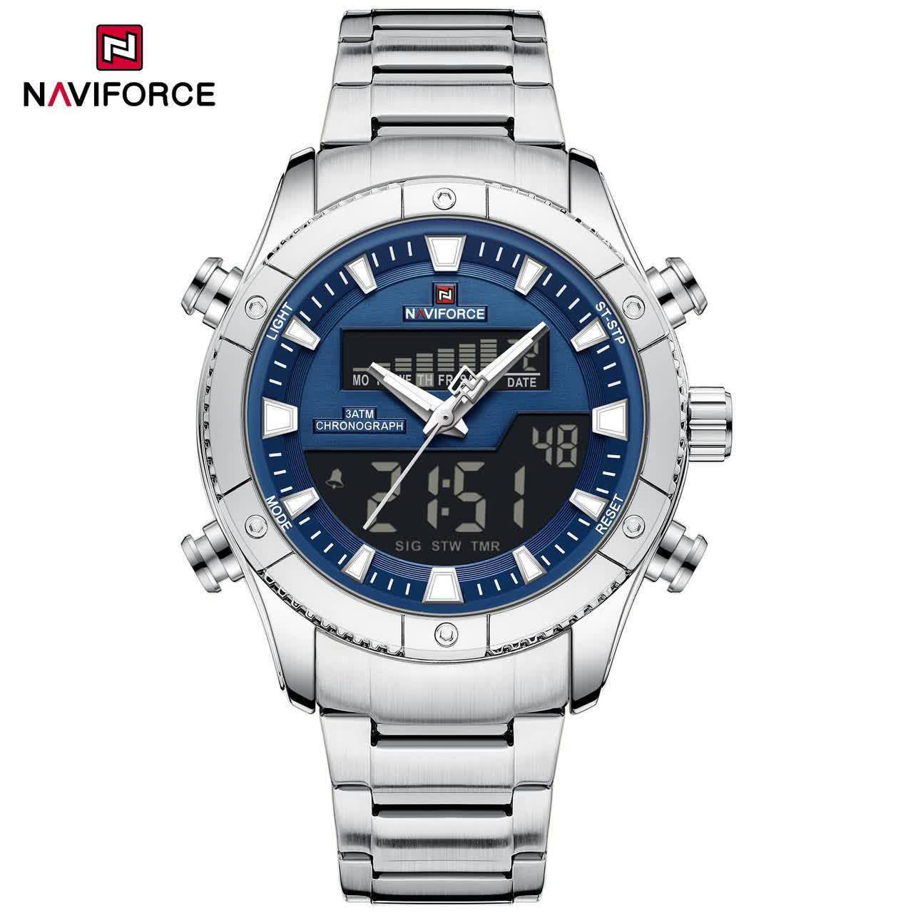 ساعت مچي مردانه عقربه اي  و ديجيتال نيوي فورس NAVIFORCE,مدل Nf9259 موتور ژاپني اورجينال