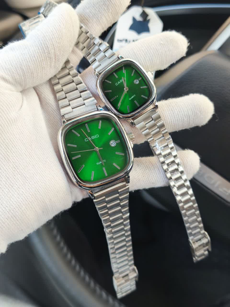 ست ساعت مچی زنانه و مردانه کاسيو اولدمانی CASIO صفحه سبز ژاپنی