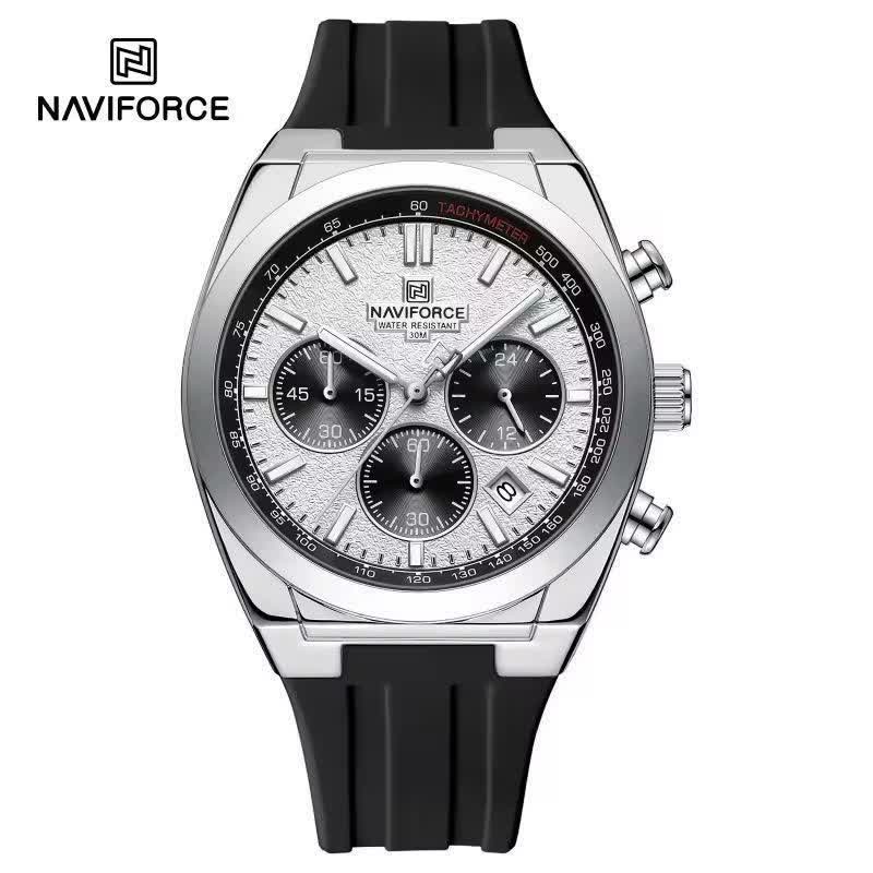 ساعت مچی نیوی فورس مردانه کرنوگراف NAVIFORCE مدل NF8080 مشکی سفید 2  + گارانتی