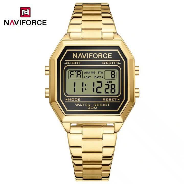 ساعت مچی دیجیتال مردانه نیوی فورس NAVIFORCE مدل NF5063 طلایی + فول