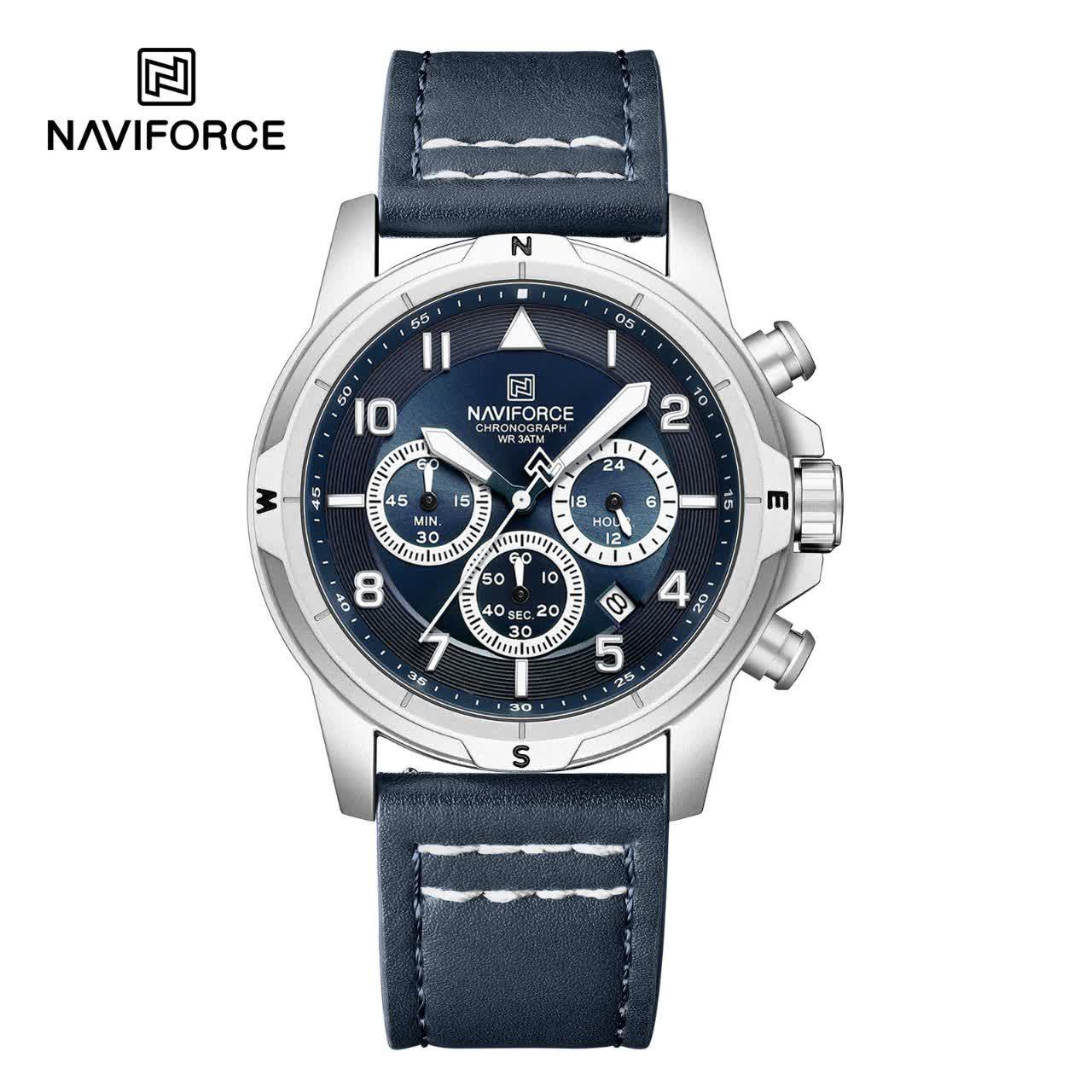 ساعت مچی نيوی فورس مردانه کرنوگراف NAVIFORCE مدل NF8077 بند سرمه ای