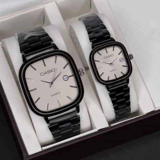 ست ساعت مچی زنانه و مردانه کاسيو اولدمانی CASIO مشکی سفيد ژاپنی