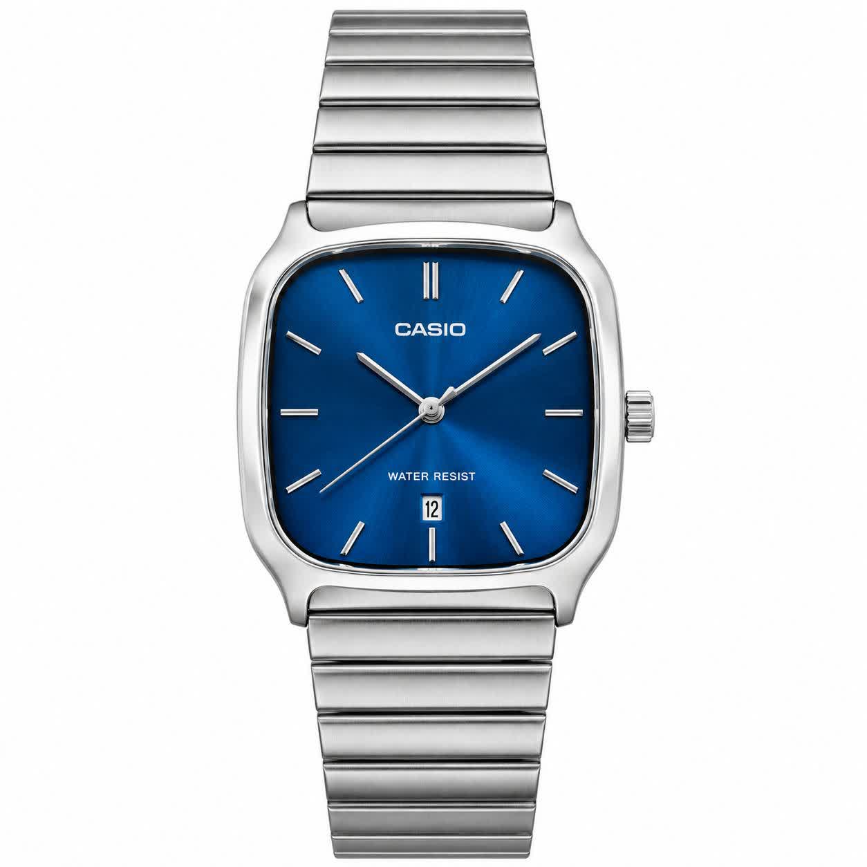 ساعت مچی مردانه کاسیو اولدمانی تری AAA CASIO موتور ژاپنی صفحه آبی + فول پک