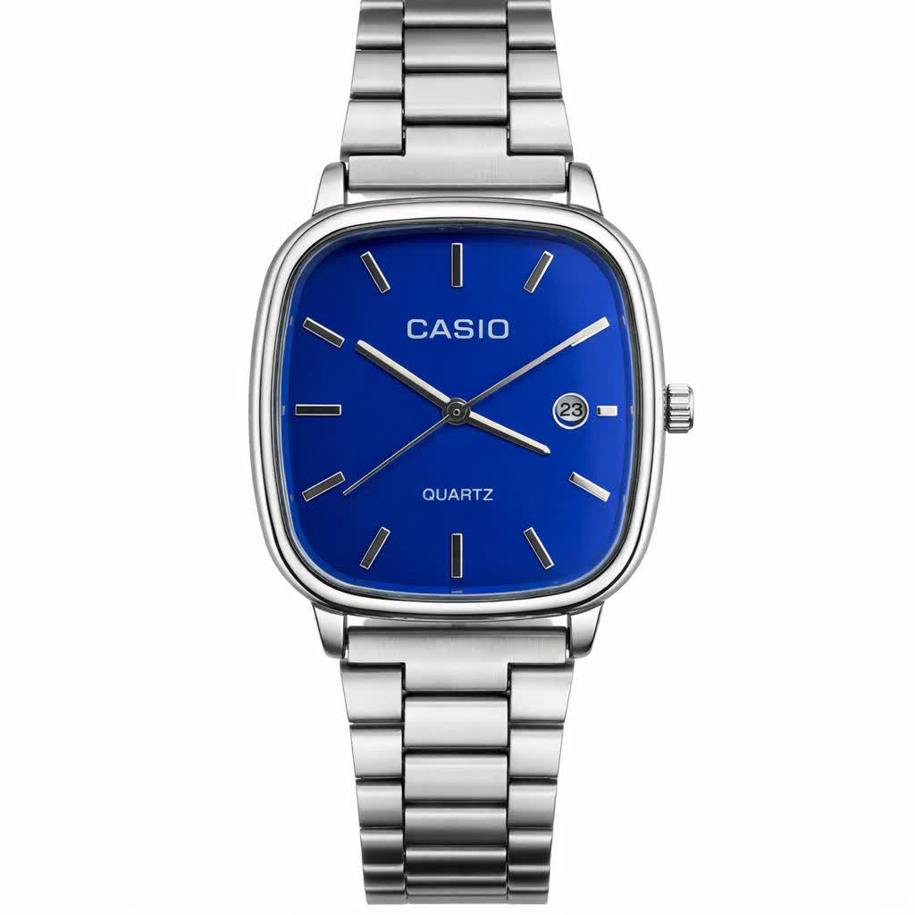 ساعت مچی مردانه کاسيو اولدمانی CASIO ژاپنی صفحه آبی + جعبه
