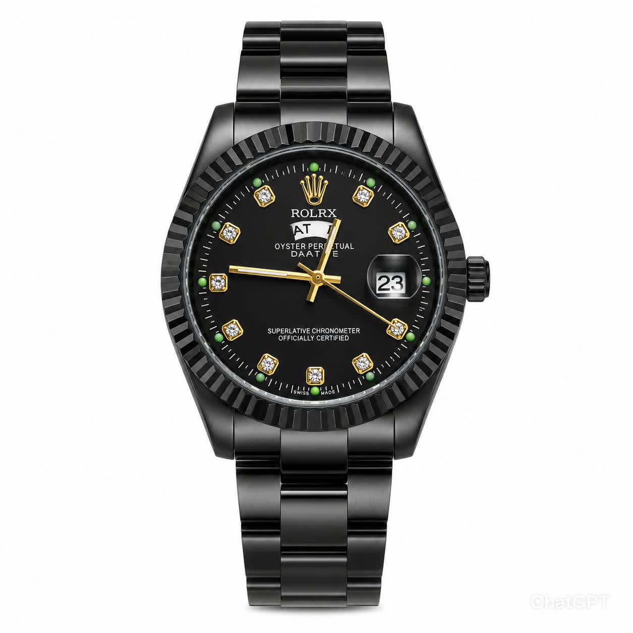 ساعت مچی مردانه رولکس ROLEX دو تقويمه فول مشکی