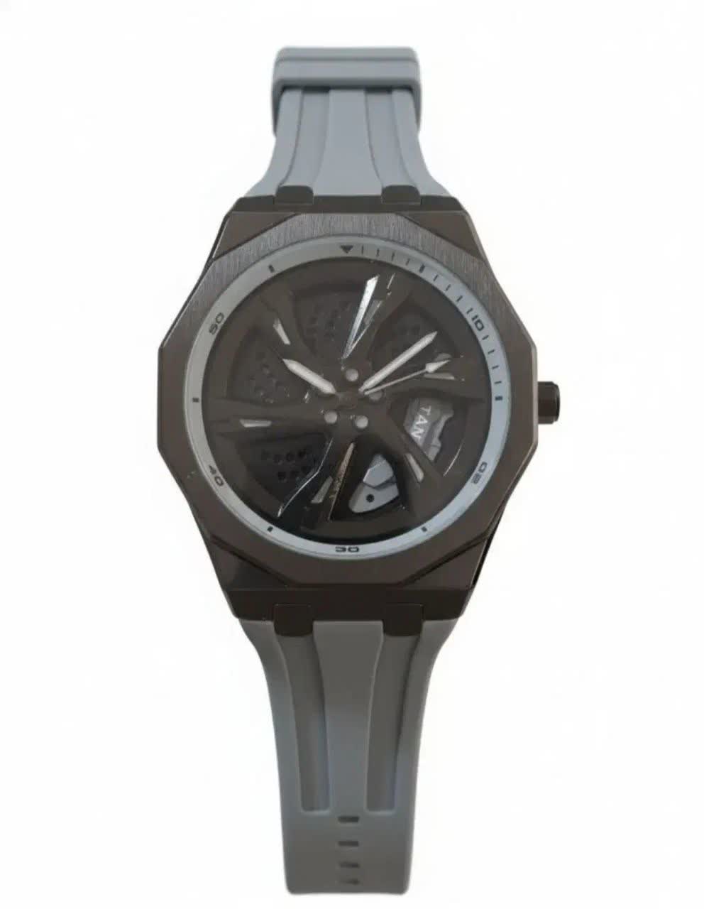 ساعت مچي مردانه رينگي چرخان تانکر TANKER طوسي بند رابر