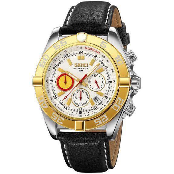 ساعت مچي کرنوگراف مردانه اسکمي مدل 9322 SKMEI بند چرمي اورجينال