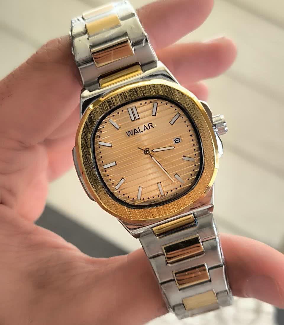 ساعت مچي مردانه پتک فيليپ از برند والار WALAR رگه طلايي