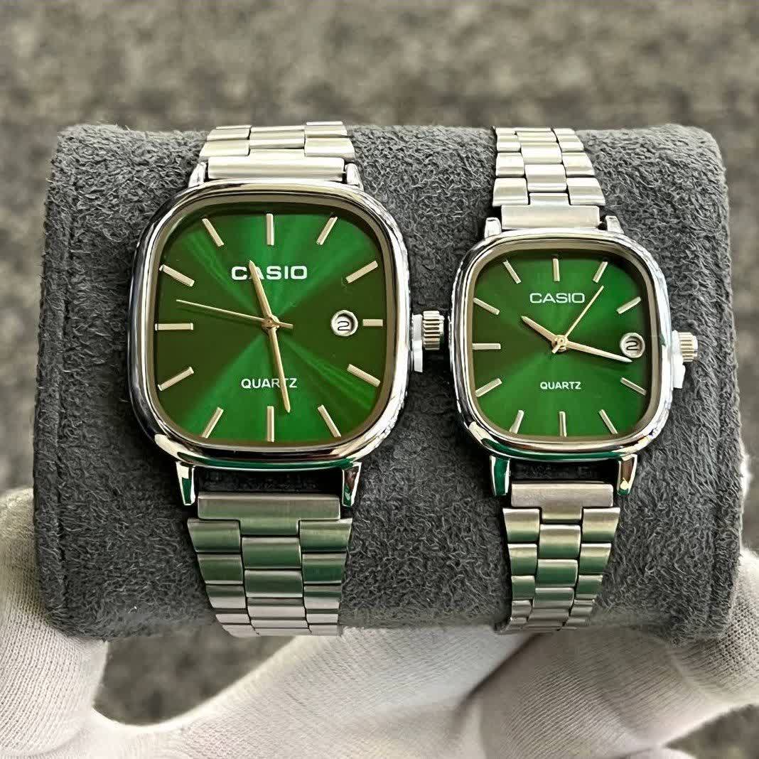 ست ساعت مچي زنانه و مردانه کاسيو اولدماني CASIO صفحه سبز ژاپني