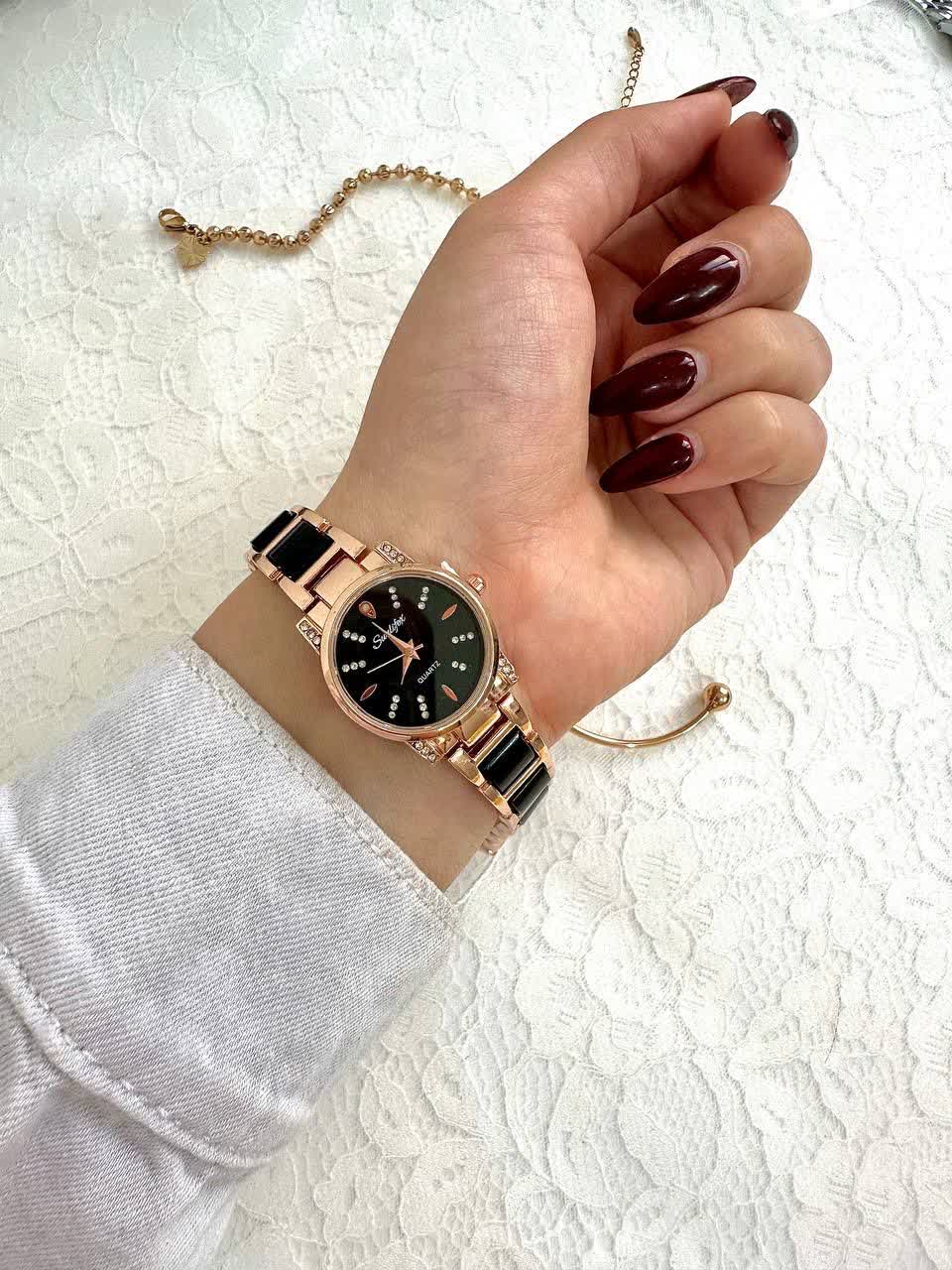 ساعت مچي زنانه بند سراميکي صفحه نگيني برند سونلي فکس