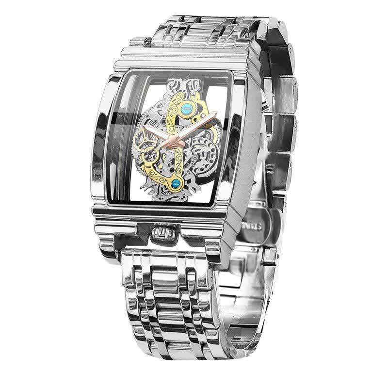 ساعت مچي مردانه پشت و رو نمايان چرخ دنده بين باند BIN BOND استيل