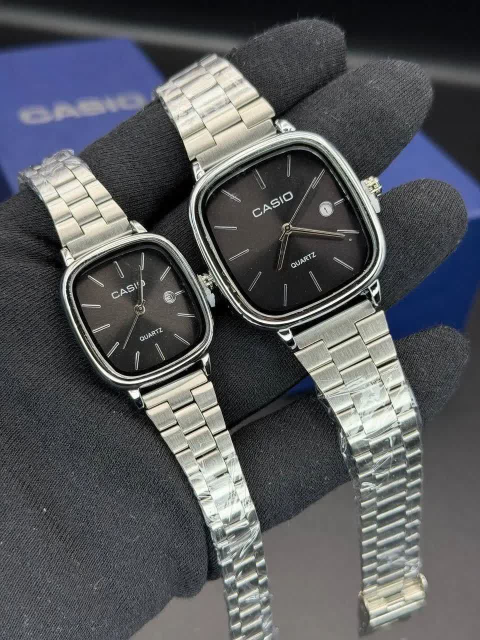 ست ساعت مچي زنانه و مردانه کاسيو اولدماني CASIO صفحه مشکي ژاپن