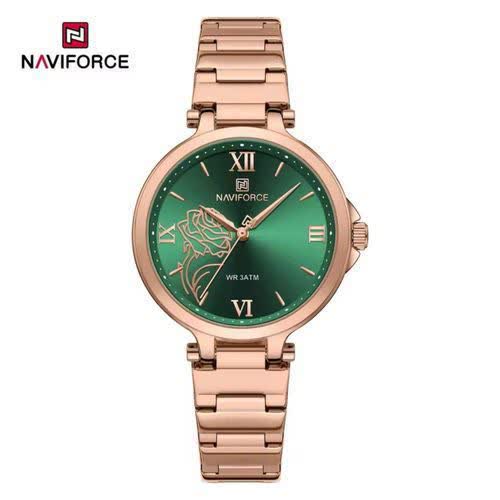 ساعت مچی زنانه نيوی فورس NAVIFORCE مدل NF5060 اصلي رزگلد سبز