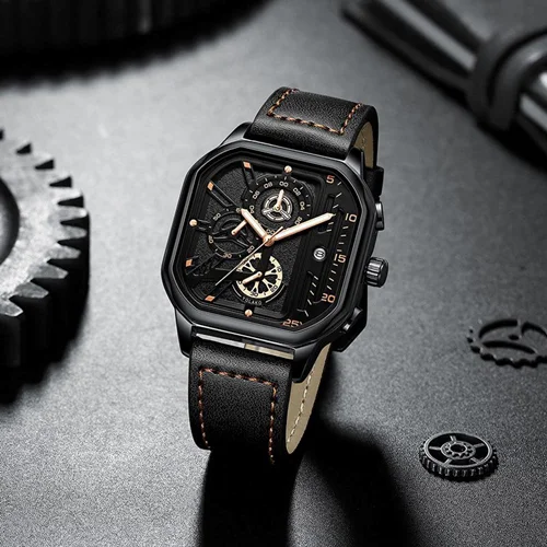 ساعت مچی عقربه ای کوبیک مربعی