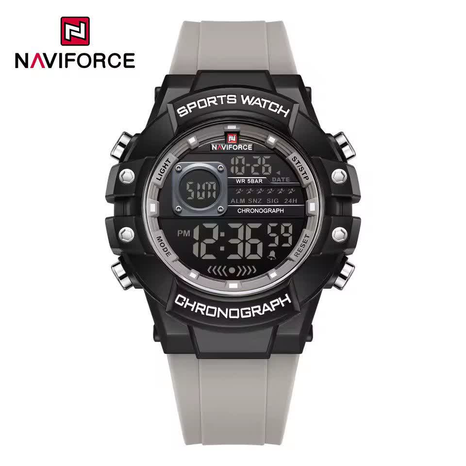 ساعت مچي مردانه ديجيتال نيوي فورس NAVIFORCE مدل Nf6102 بند کرم خاکي