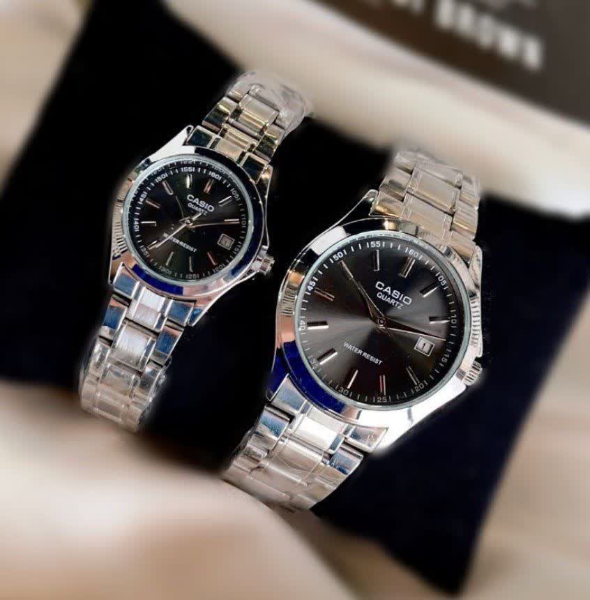 ست ساعت مچی زنانه و مردانه کاسيو CASIO موتور ژاپنی صفحه مشکی