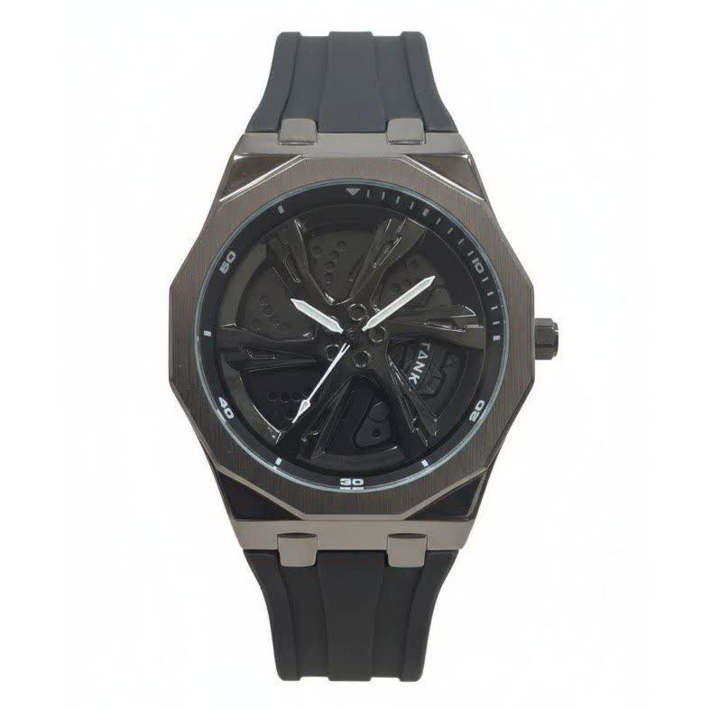 ساعت مچي مردانه رينگي چرخان تانکر TANKER مشکي بند رابر