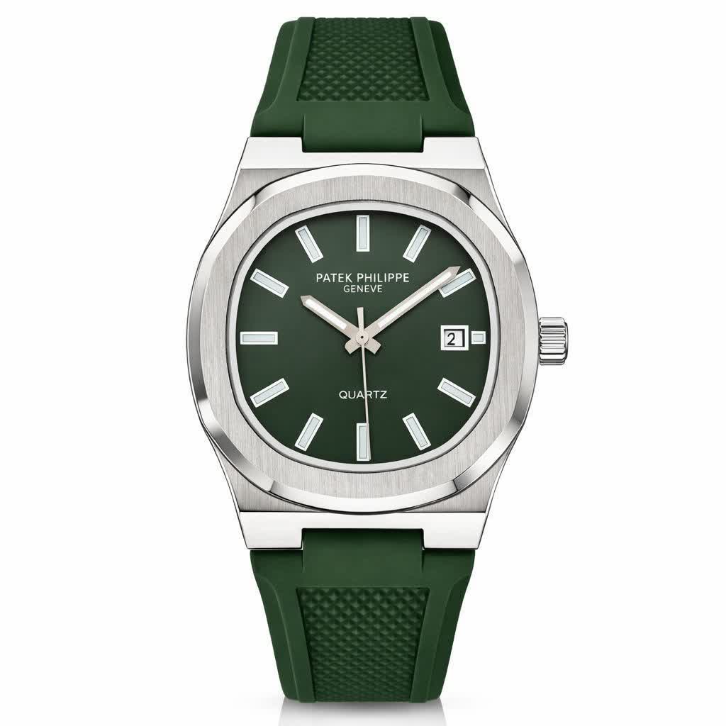 ساعت مچی عقربه ای مردانه پتک فيليپ PATEKPHILIPPE سبز نقره ای