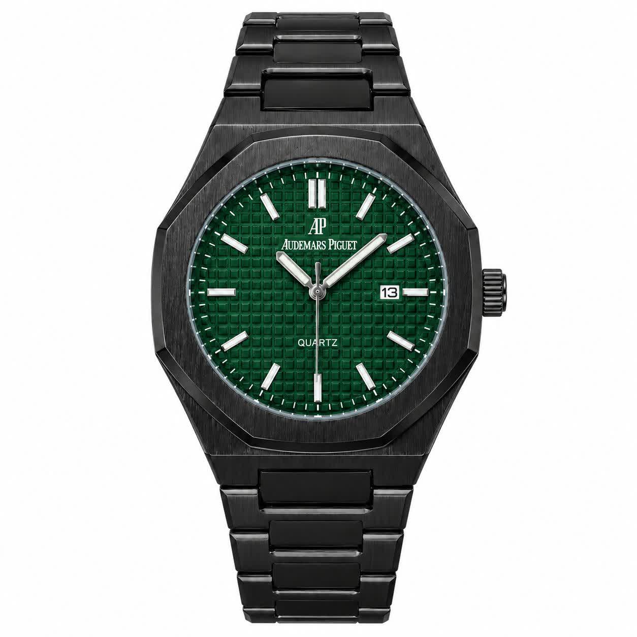 ساعت مچی عقربه ای مردانه اودمار پیگه Audemars Piguet مشکی سبز + گارانتی + فول پک