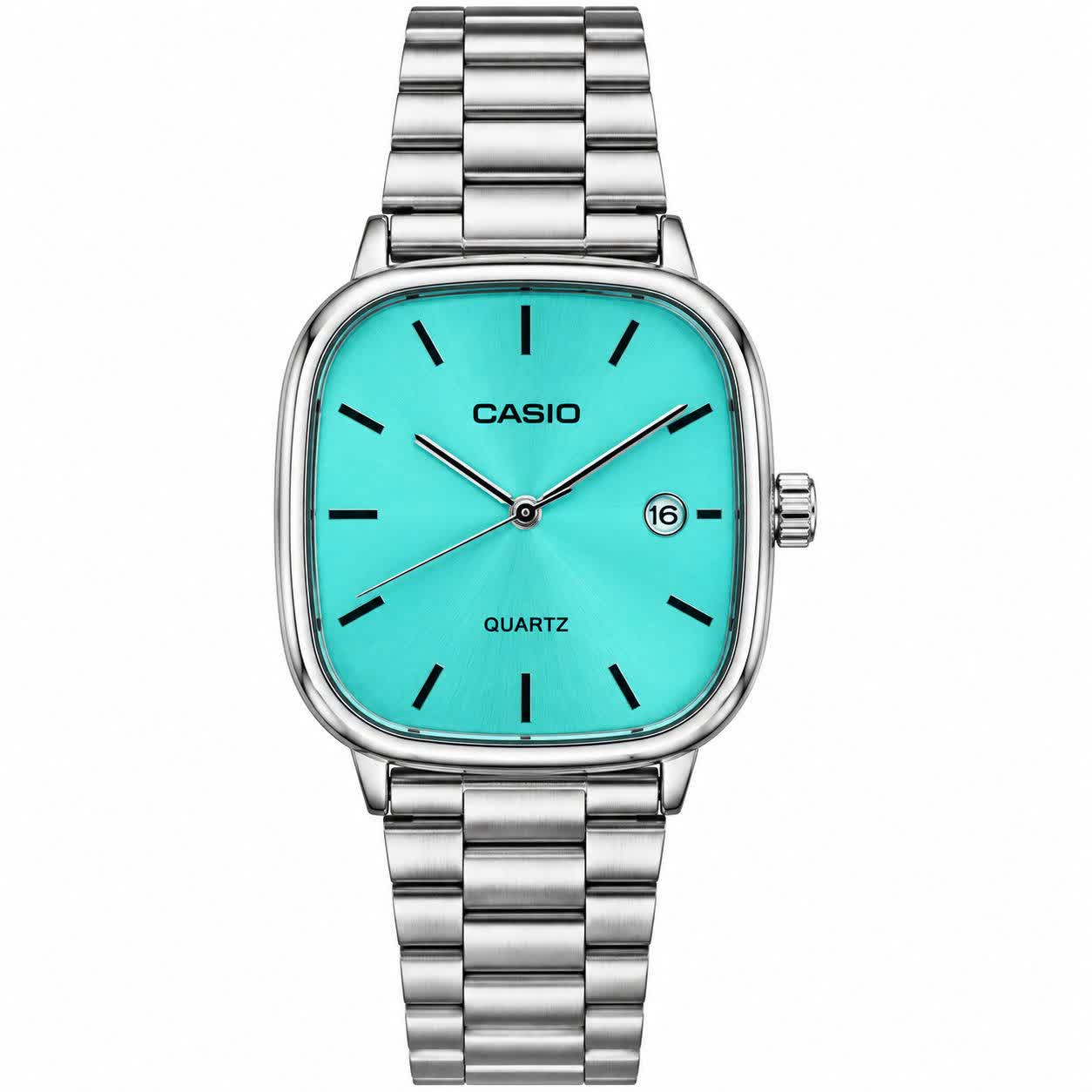 ساعت مچی مردانه کاسیو اولدمانی CASIO ژاپنی صفحه فیروزه + جعبه